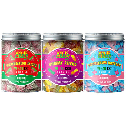 Why So CBD? 6000mg Broad Spectrum CBD Large Vegan Gummies - 11 Flavours