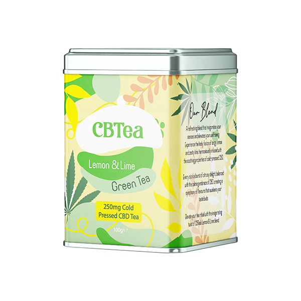 CBTea 250mg Cold Pressed Full Spectrum CBD Lemon & Lime Green Tea - 100g | CBTea | Hall of Vape |  | CBD Products