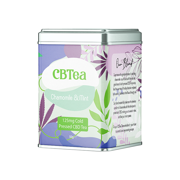 CBTea 125mg Cold Pressed Full Spectrum CBD Chamomile & Mint Tea - 50g | CBTea | Hall of Vape |  | CBD Products